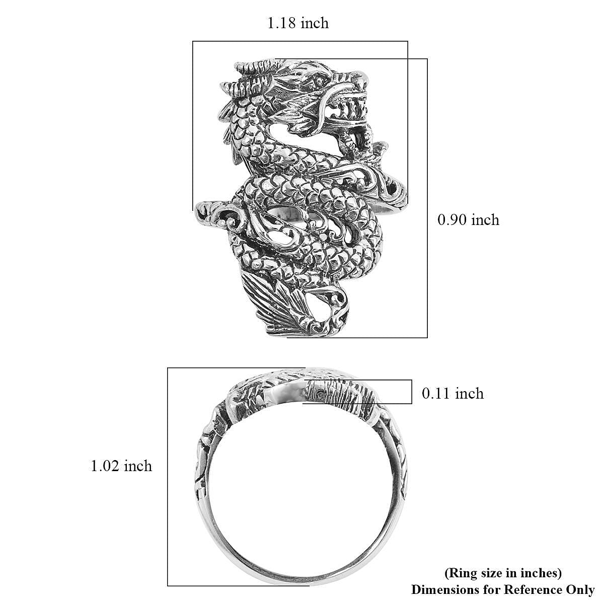 Doorbuster BALI LEGACY Sterling Silver Dragon Ring 7.5 Grams image number 5
