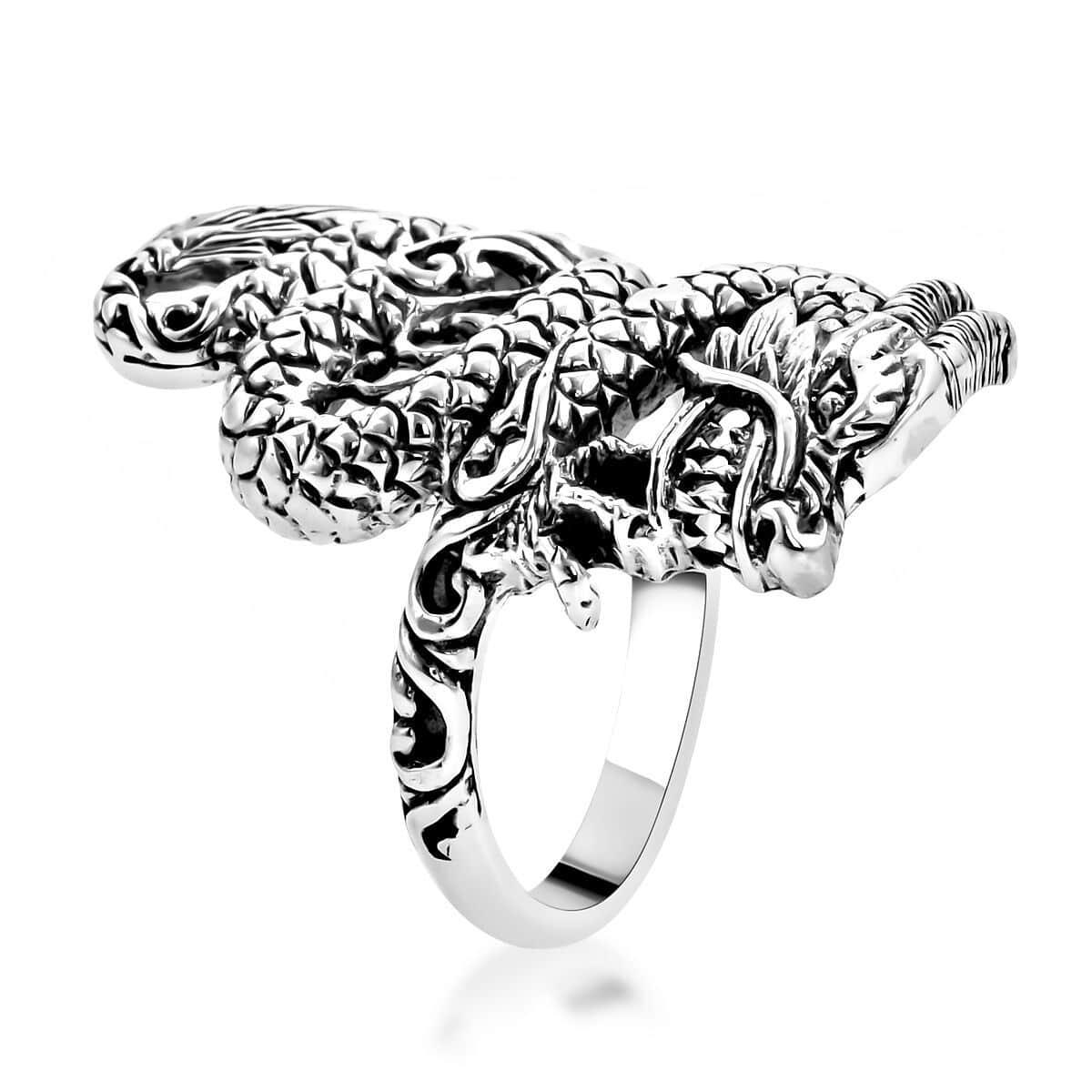 Free shipping! handmade Balinese cheapest .925 sterling silver dragon ring 13.71 gr