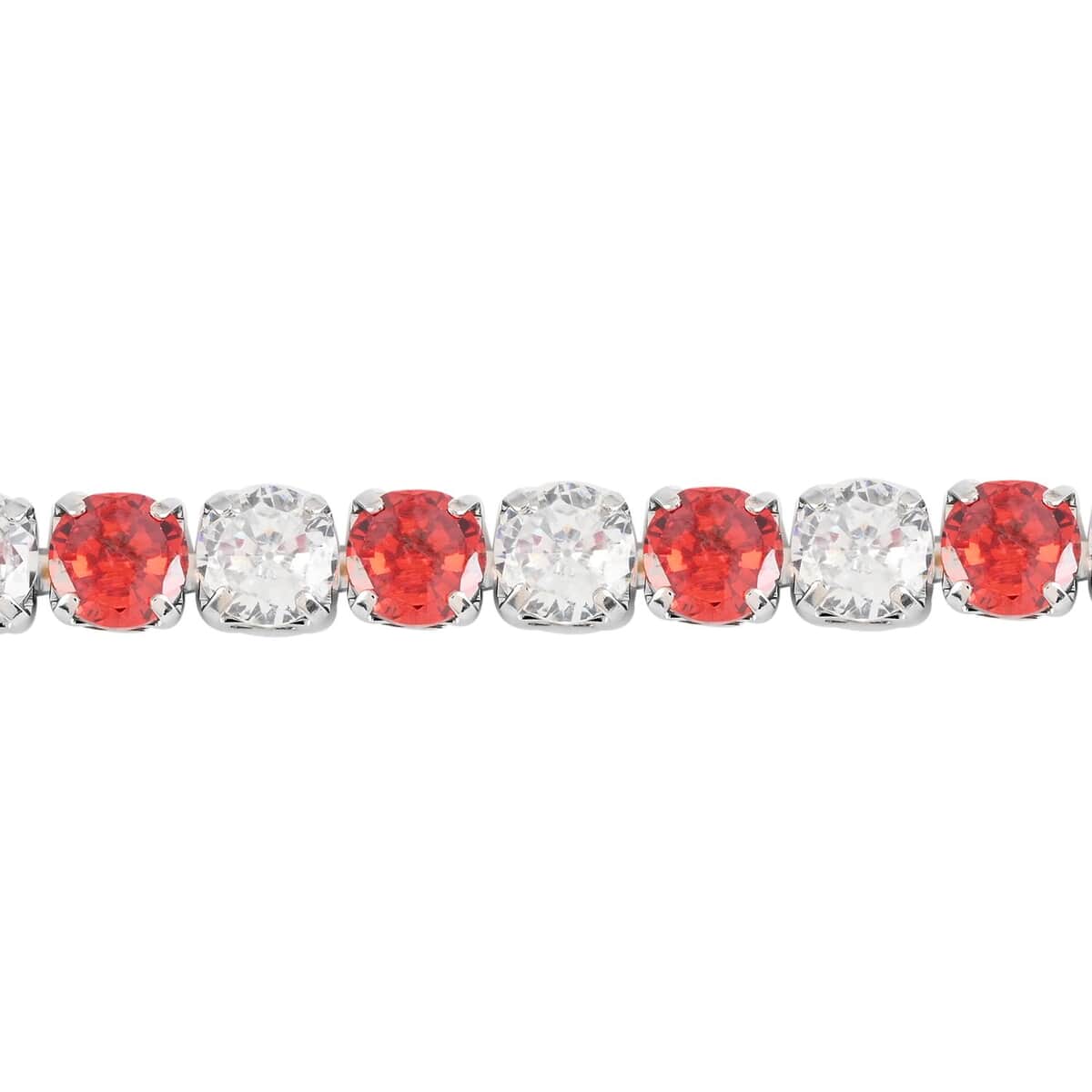 Simulated Red and White Diamond Tennis Bracelet in Silvertone (7.50 In) 9.90 ctw image number 2