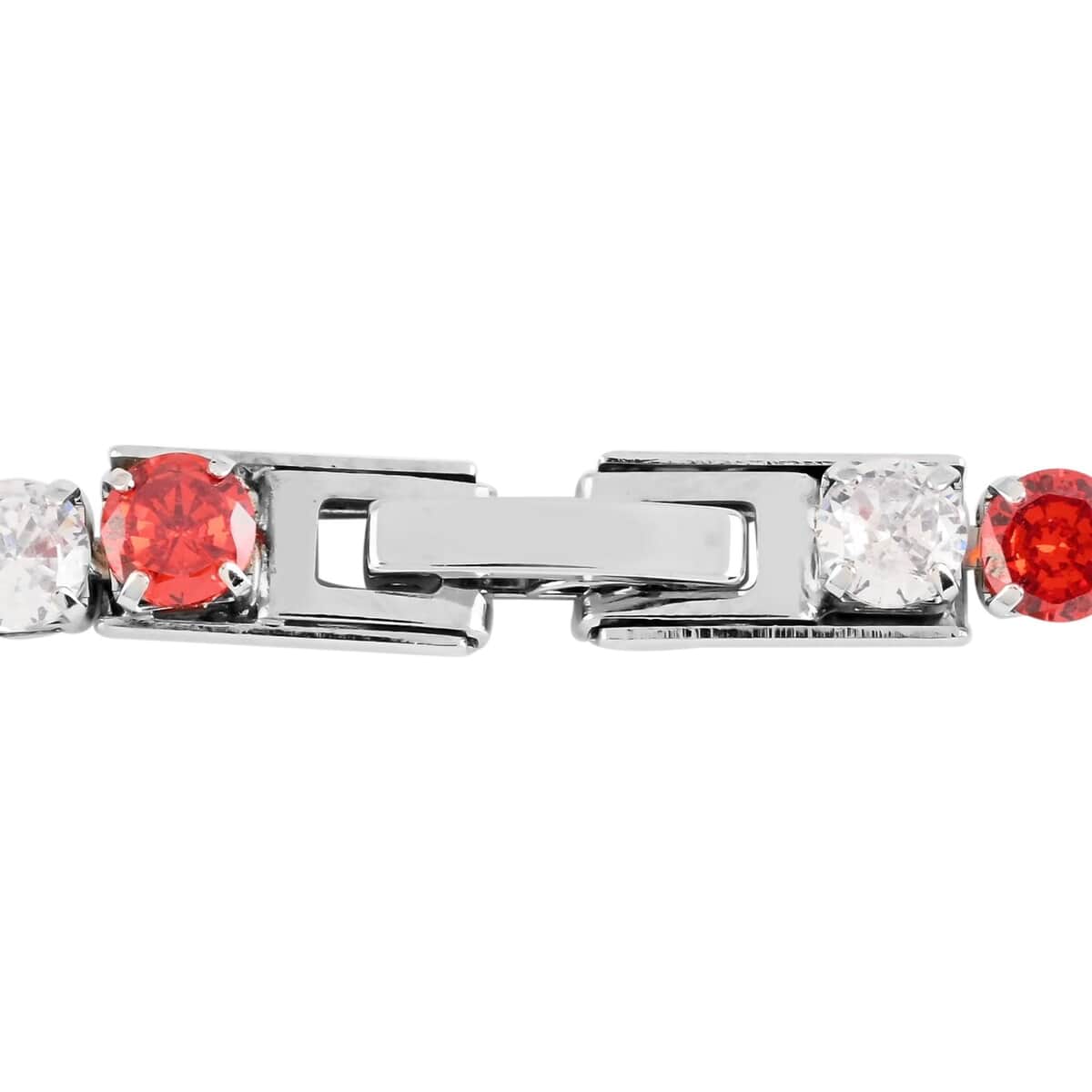 Simulated Red and White Diamond Tennis Bracelet in Silvertone (7.50 In) 9.90 ctw image number 3