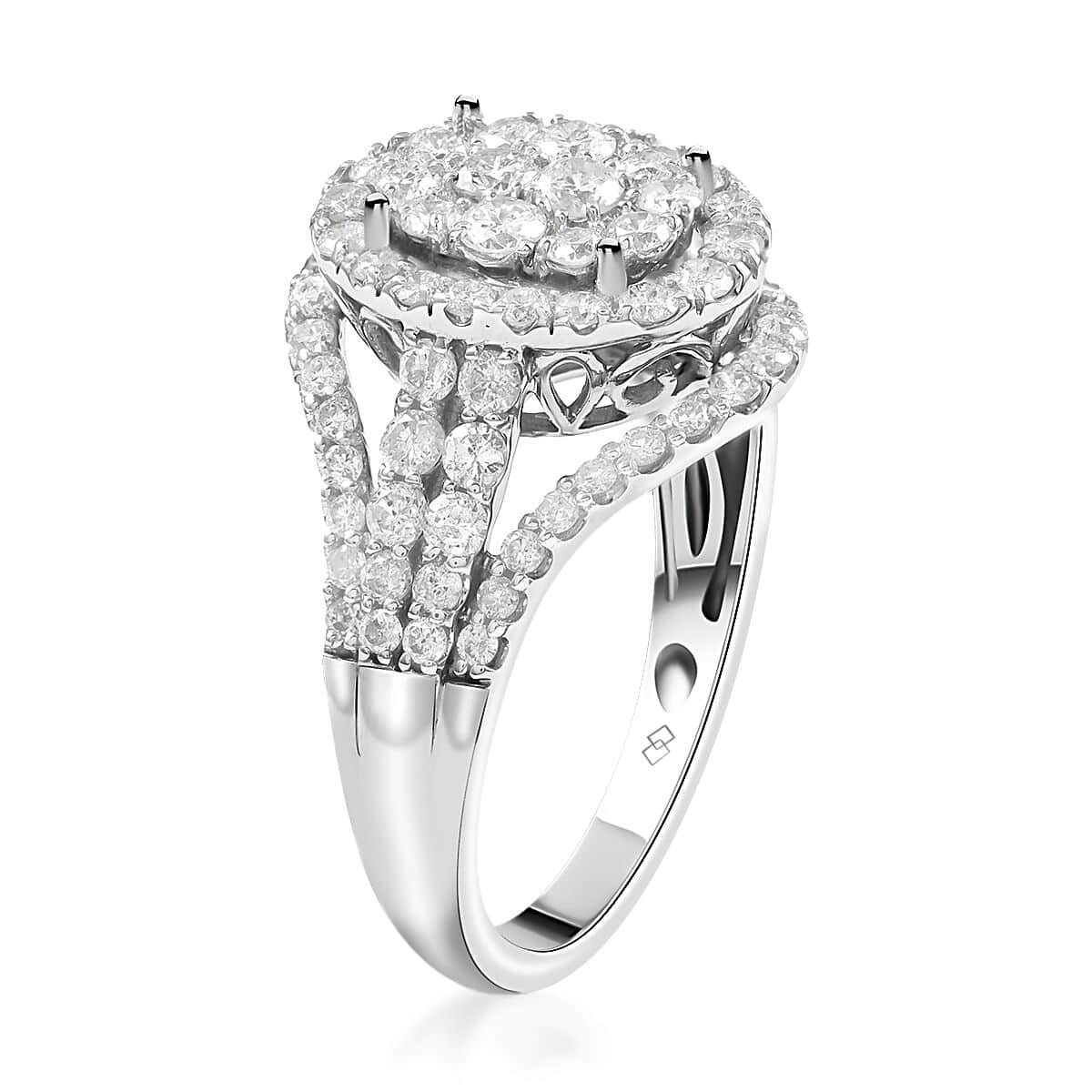 NY Closeout 14K White Gold G-H I1 Diamond Cluster Ring (Size 6.0) 4.35 Grams 1.50 ctw image number 3
