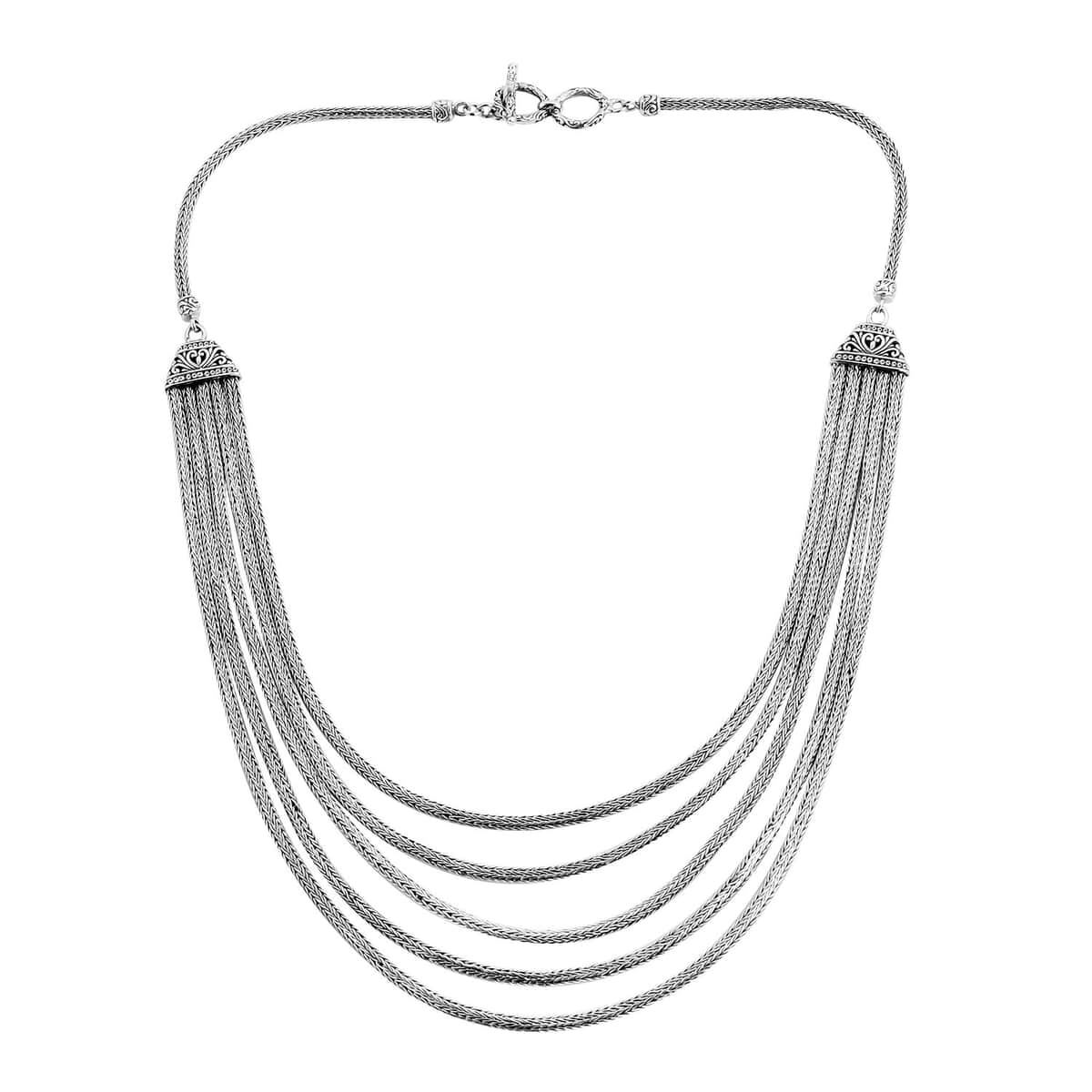 Bali Legacy Sterling Silver Multi Layered Tulang Naga Chain Necklace 20 Inches 60.50 Grams image number 0