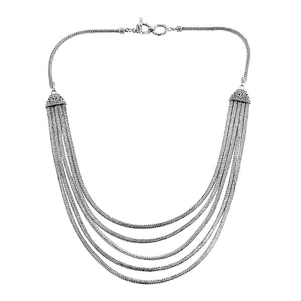 Bali Legacy Sterling Silver Multi Layered Tulang Naga Chain Necklace 20 Inches 60.50 Grams
