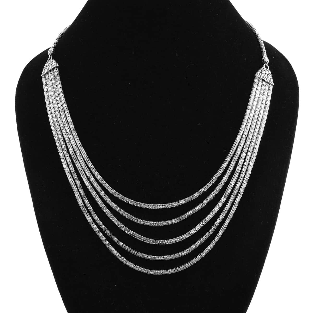 Bali Legacy Sterling Silver Multi Layered Tulang Naga Chain Necklace 20 Inches 60.50 Grams image number 2