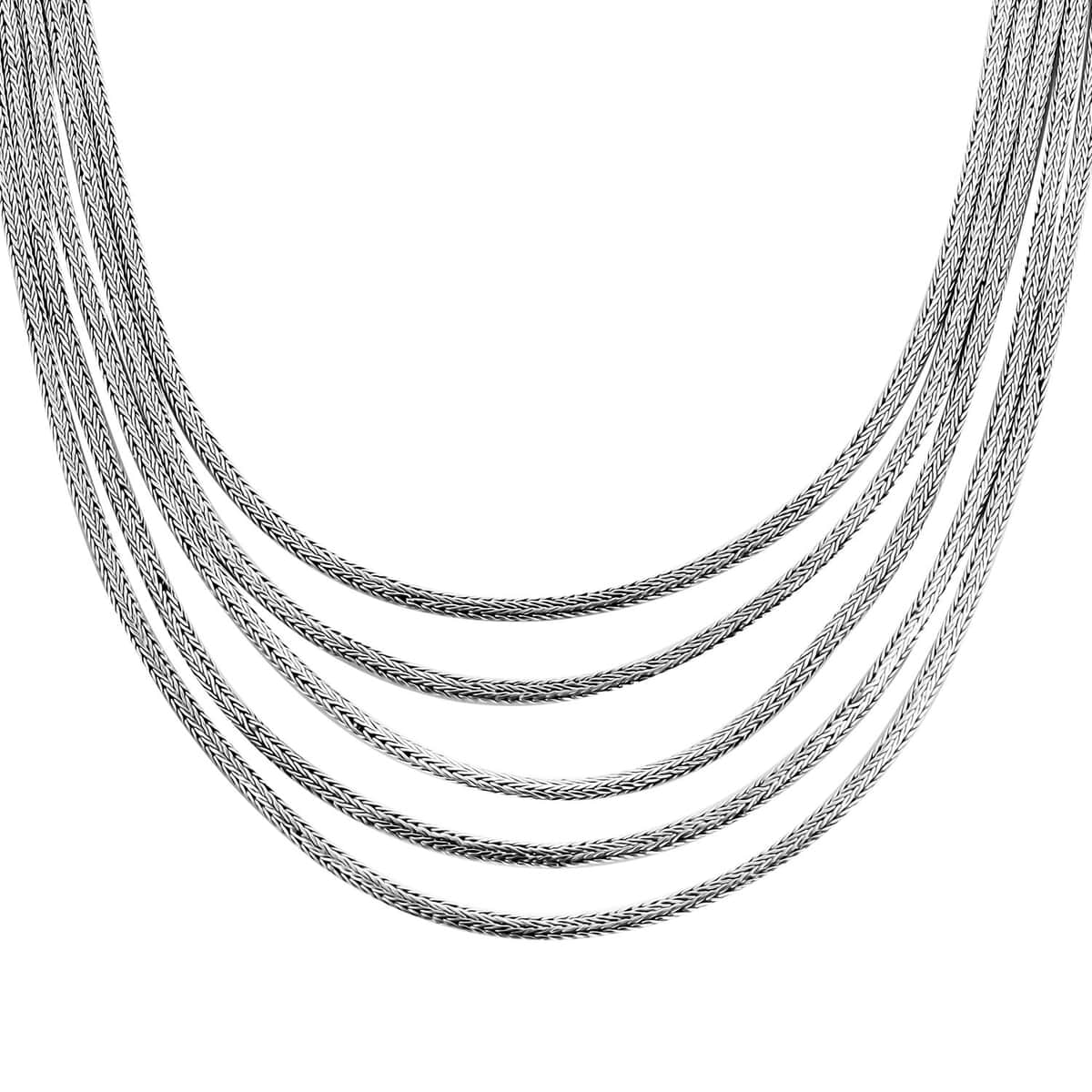 Bali Legacy Sterling Silver Multi Layered Tulang Naga Chain Necklace 20 Inches 60.50 Grams image number 3