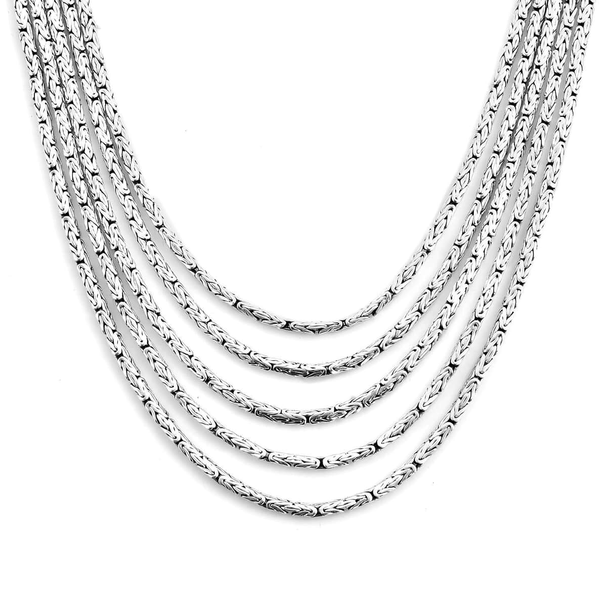 Bali Legacy Sterling Silver Multi Layered Borobudur Chain Necklace 20 Inches 71.40 Grams image number 0
