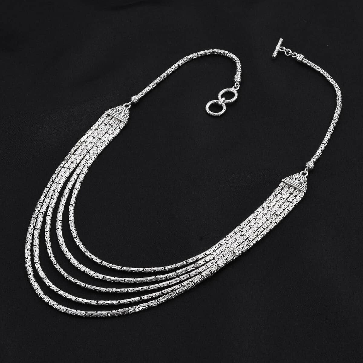 Bali Legacy Sterling Silver Multi Layered Borobudur Chain Necklace 20 Inches 71.40 Grams image number 1