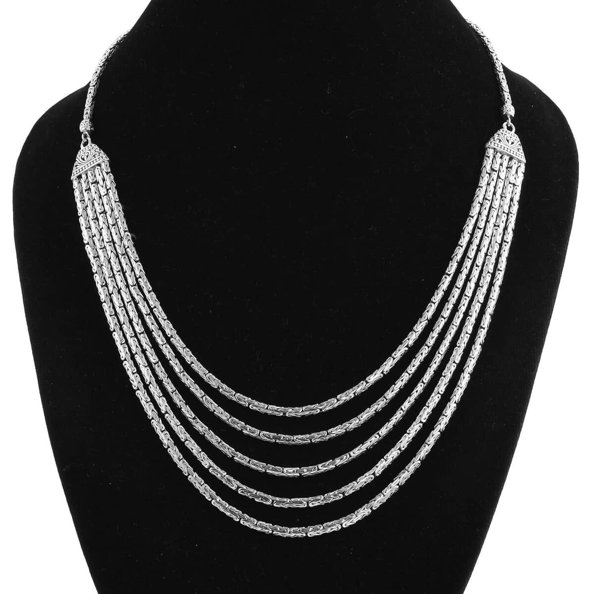 Bali Legacy Sterling Silver Multi Layered Borobudur Chain Necklace 20 Inches 71.40 Grams image number 2