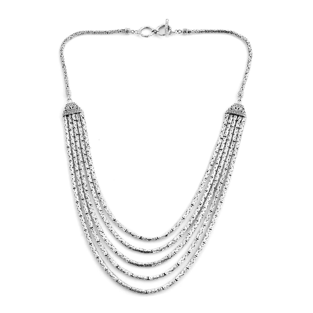Bali Legacy Sterling Silver Multi Layered Borobudur Chain Necklace 20 Inches 71.40 Grams image number 3