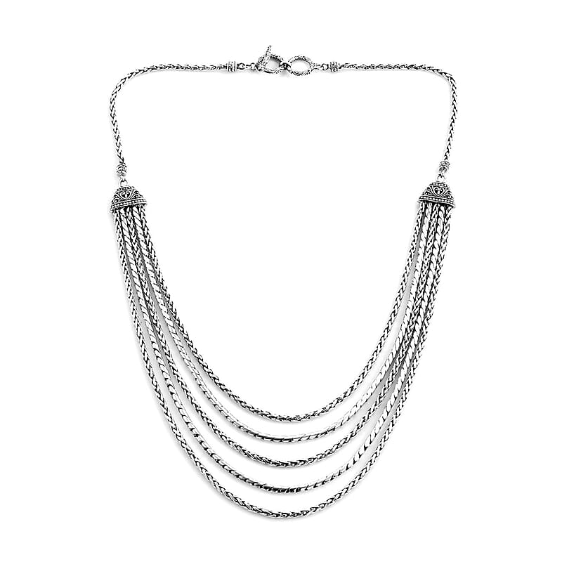 Bali Legacy Multi Layered Padian Chain Necklace in Sterling Silver 69 Grams 20 Inches