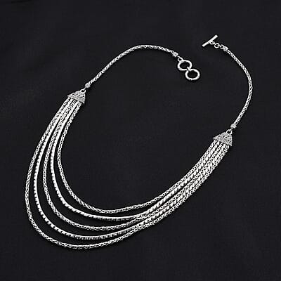 Bali Legacy Multi Layered Padian Chain Necklace in Sterling Silver 69 Grams 20 Inches