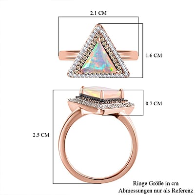 Ethiopian Welo Opal, Multi Gemstone 1.51 ctw Ring in 18K Vermeil Rose Gold Over Sterling Silver (Size 9.0)