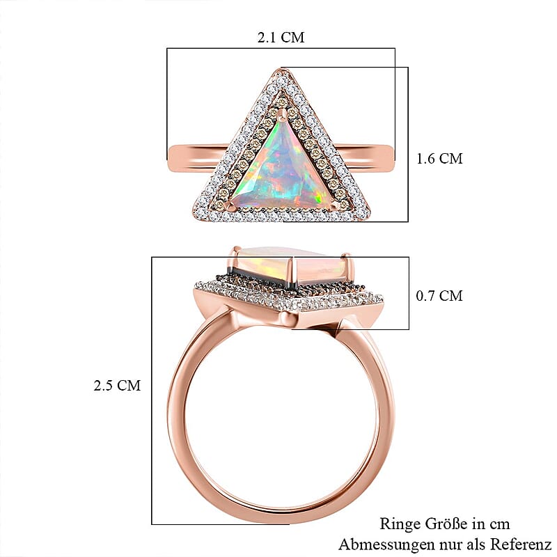 Ethiopian Welo Opal, Multi Gemstone 1.51 ctw Ring in 18K Vermeil Rose Gold Over Sterling Silver (Size 9.0)