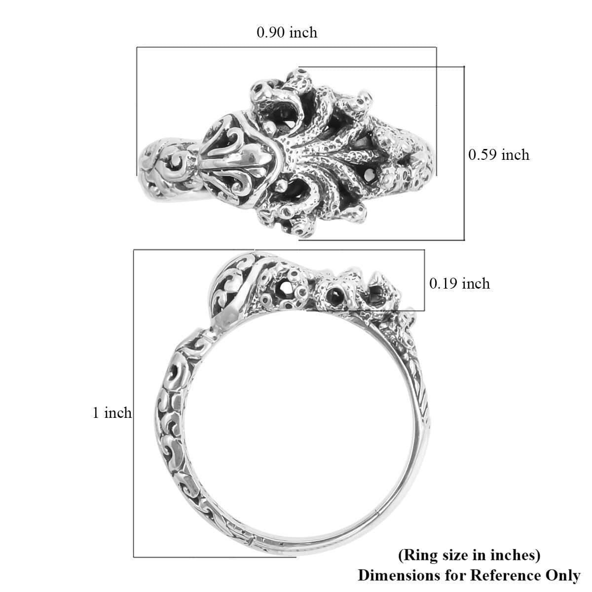 Bali Legacy Octopus Ring in Sterling Silver (Size 8.0) 4.55 Grams image number 5