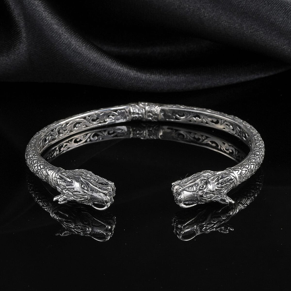 Bali Legacy Sterling Silver Dragon Cuff Bracelet (7.50 In) 27 Grams image number 1