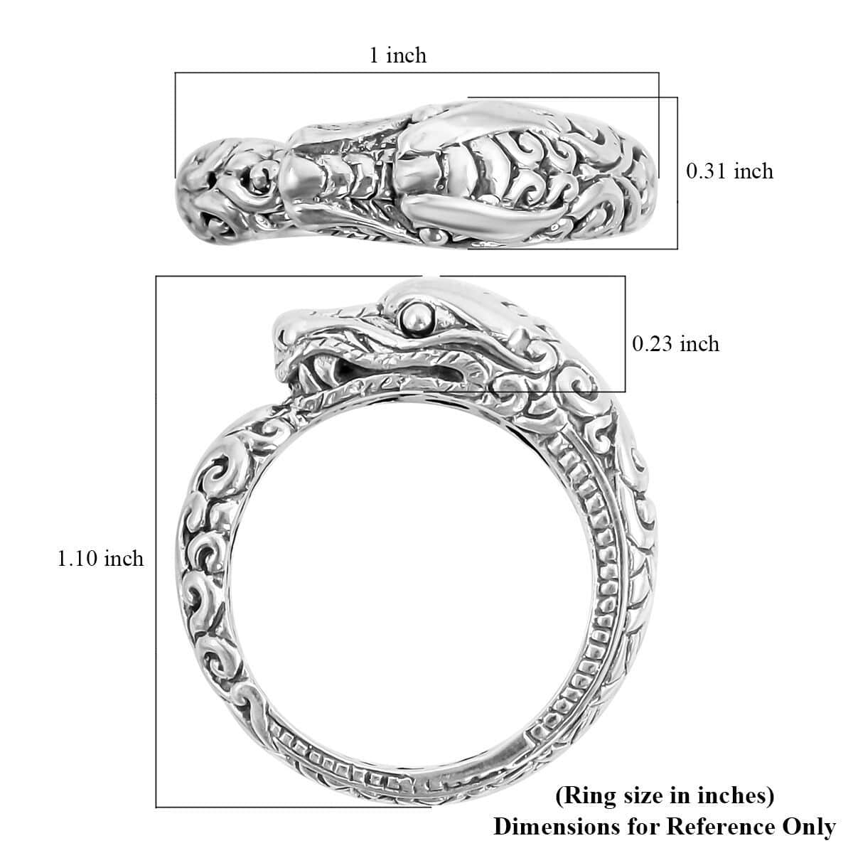 Doorbuster BALI LEGACY Sterling Silver Dragon Ring 10 Grams image number 5