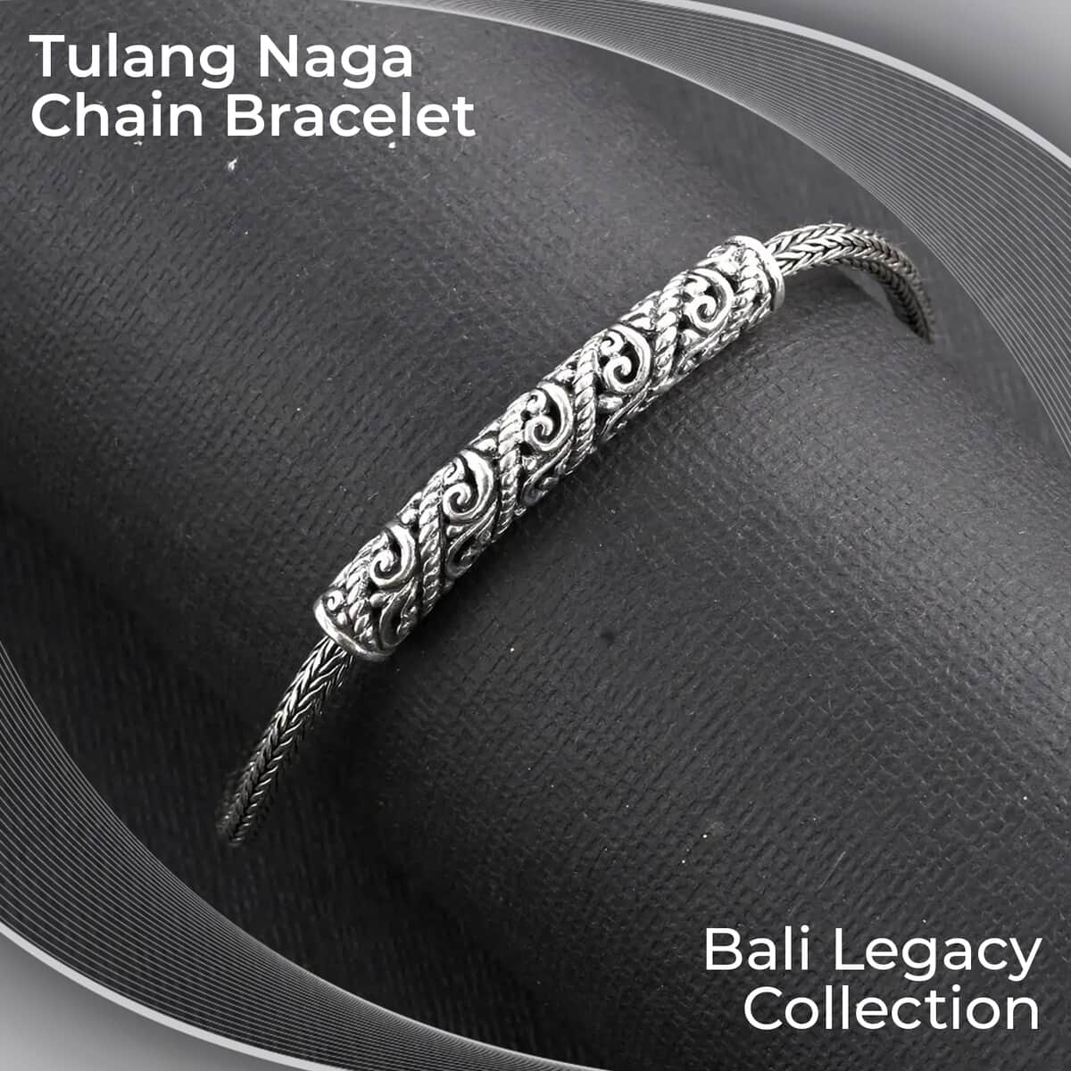 Bali Legacy Tulang Naga Chain Bracelet, Sterling Silver Tulang Naga Bracelet, Gifts For Her, Silver Jewelry (7.50 In) image number 1