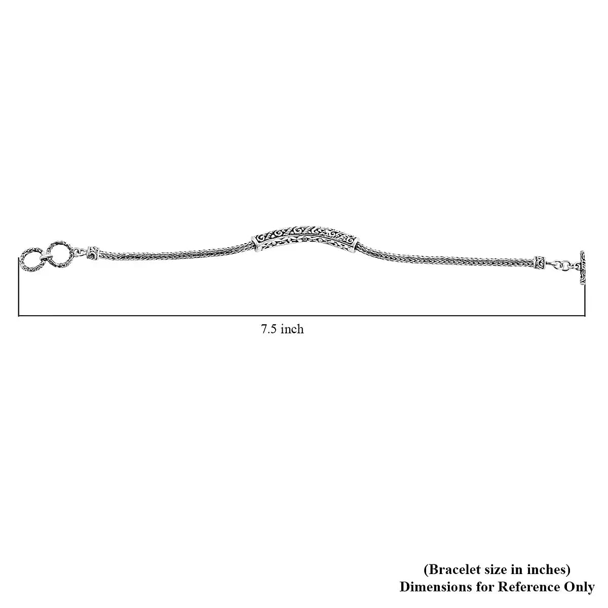 Bali Legacy Tulang Naga Chain Bracelet, Sterling Silver Tulang Naga Bracelet, Gifts For Her, Silver Jewelry (7.50 In)