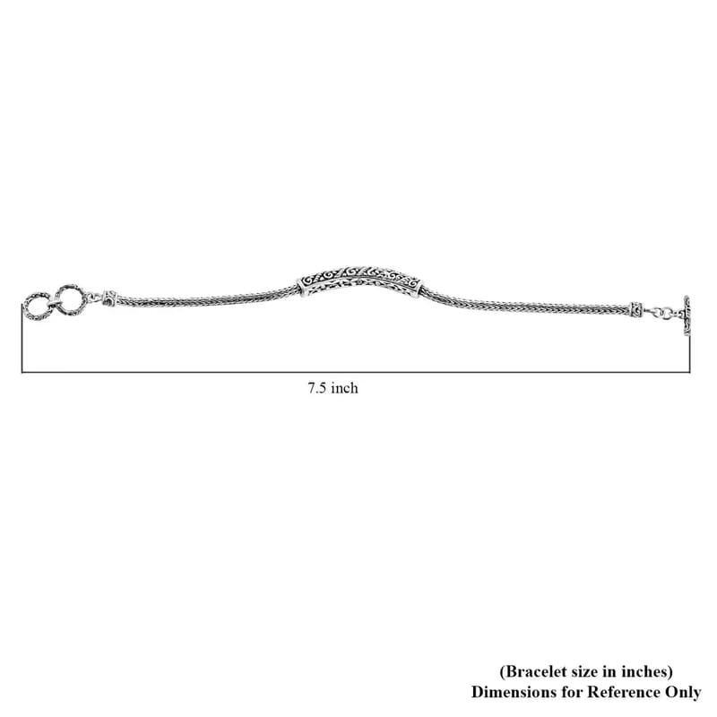 Bali Legacy Tulang Naga Chain Bracelet, Sterling Silver Tulang Naga Bracelet, Gifts For Her, Silver Jewelry (7.50 In)