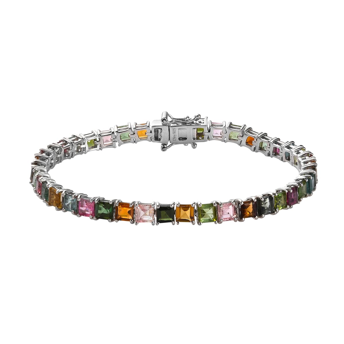 Multi-Tourmaline Tennis Bracelet in Platinum Over Sterling Silver (7.25 In) 13.00 ctw image number 0