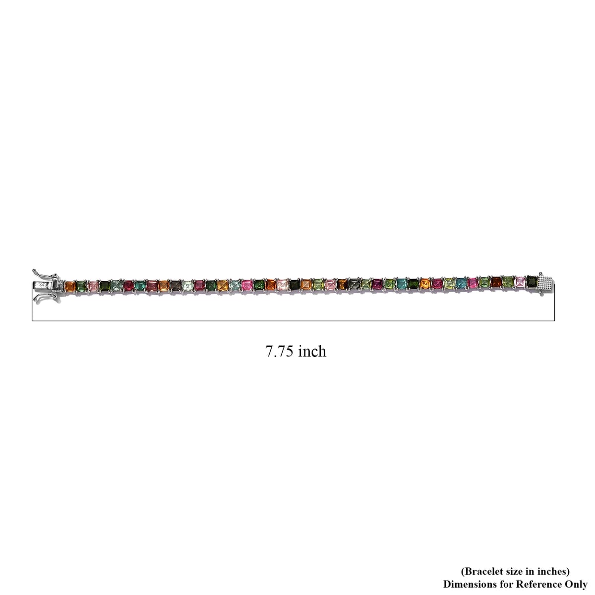 Multi-Tourmaline Tennis Bracelet in Platinum Over Sterling Silver (7.25 In) 13.00 ctw image number 3
