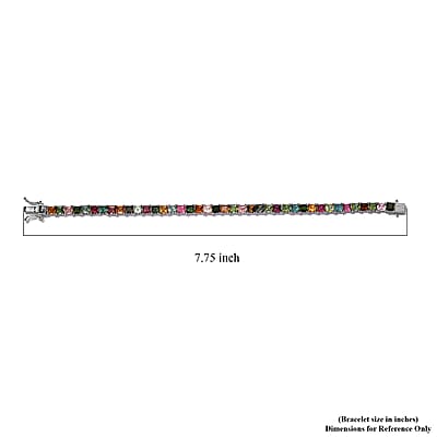 Multi-Tourmaline Tennis Bracelet in Platinum Over Sterling Silver (7.25 In) 13.00 ctw