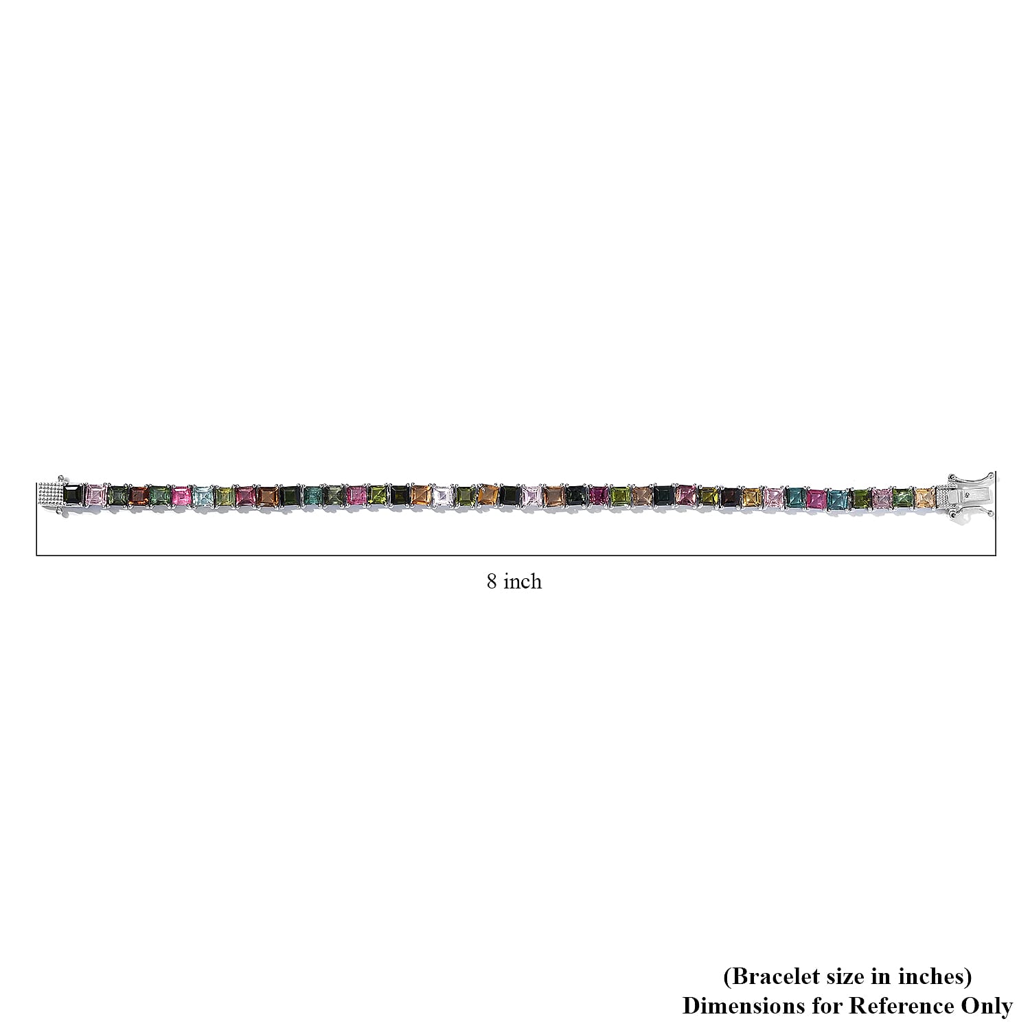 Multi-Tourmaline Tennis Bracelet in Platinum Over Sterling Silver (7.25 In) 13.00 ctw