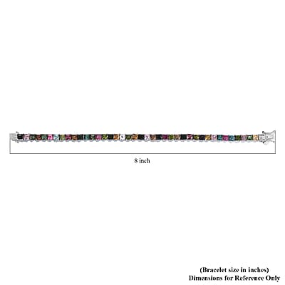 Multi-Tourmaline Tennis Bracelet in Platinum Over Sterling Silver (7.25 In) 13.00 ctw