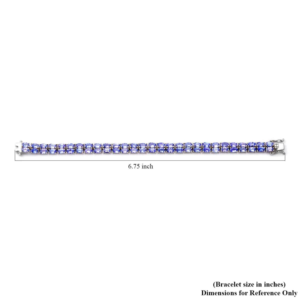 Tanzanite Double-Row Tennis Bracelet in Sterling Silver (6.50 In) 12.10 Grams 14.00 ctw image number 3