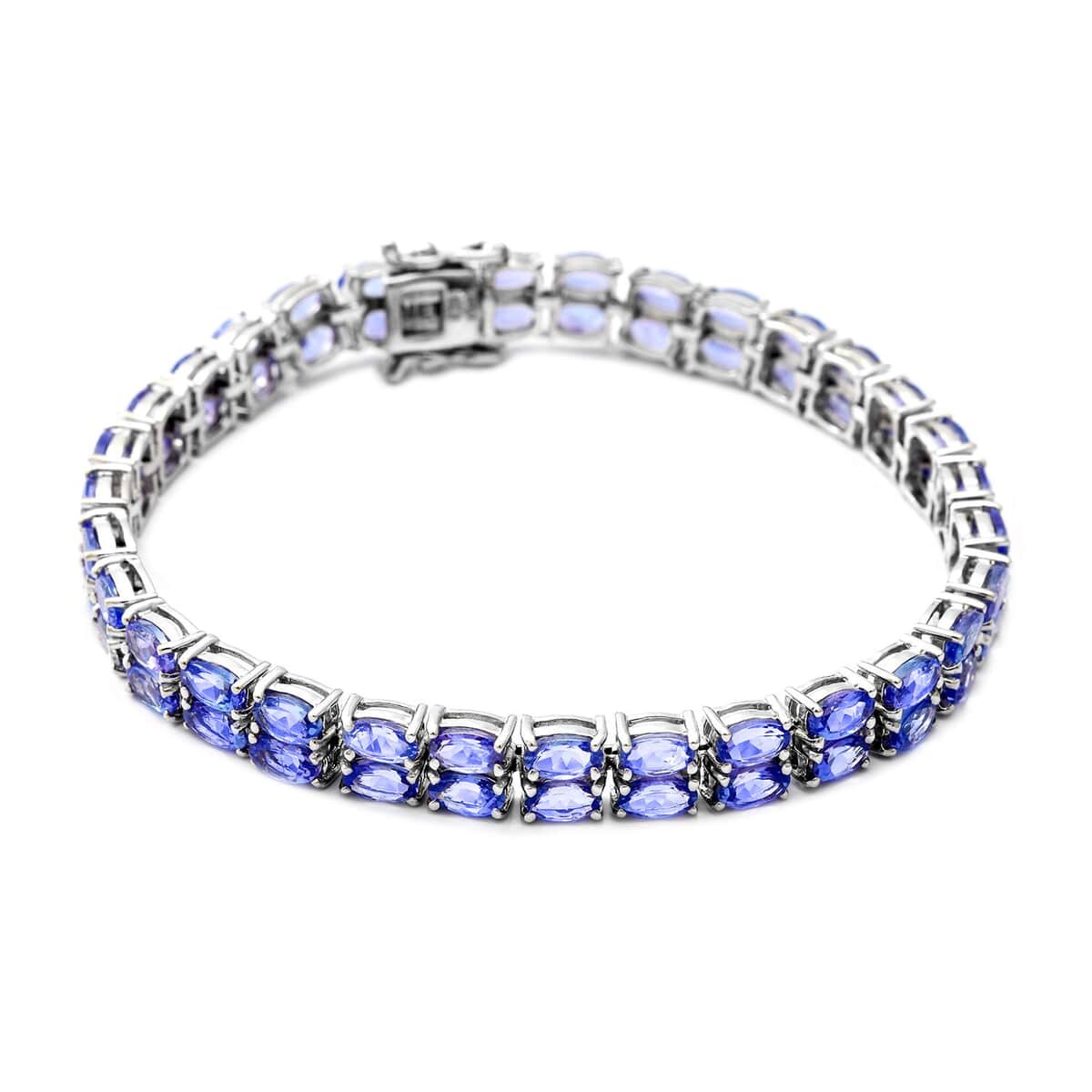 Tanzanite Double-Row Tennis Bracelet in Sterling Silver (7.25 In) 15.50 ctw image number 0