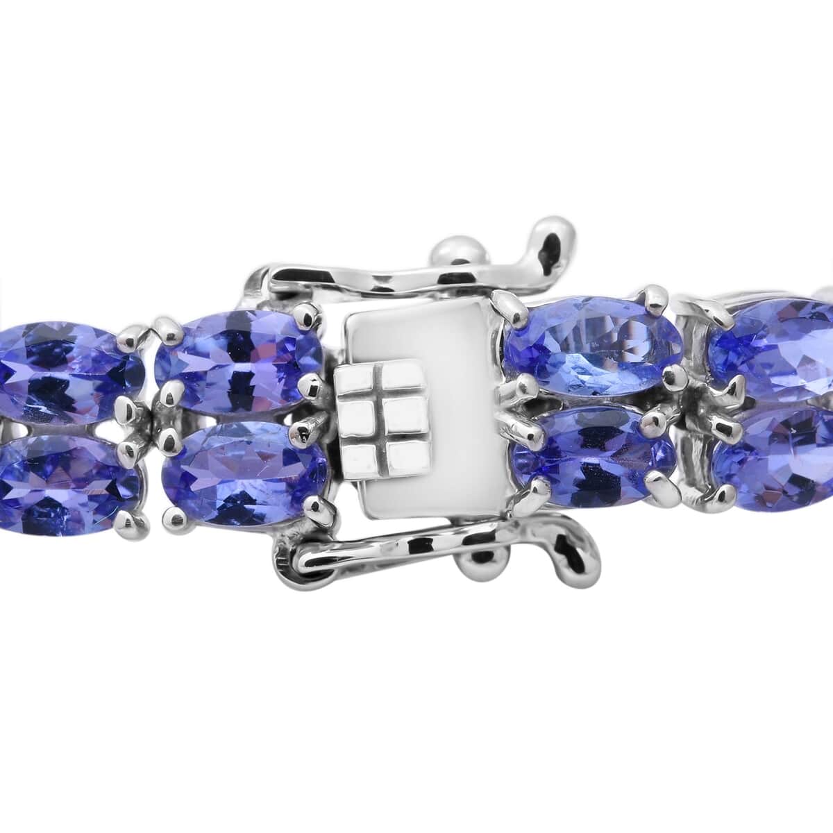 Tanzanite Double-Row Tennis Bracelet in Sterling Silver (7.25 In) 15.50 ctw image number 2