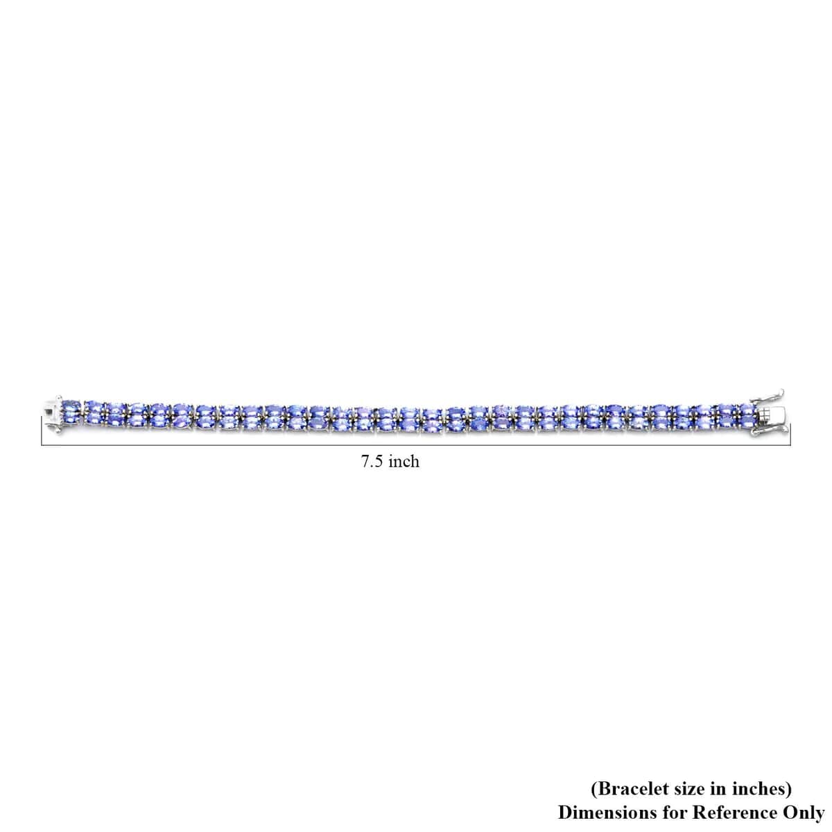 Tanzanite Double-Row Tennis Bracelet in Sterling Silver (7.25 In) 15.50 ctw image number 3