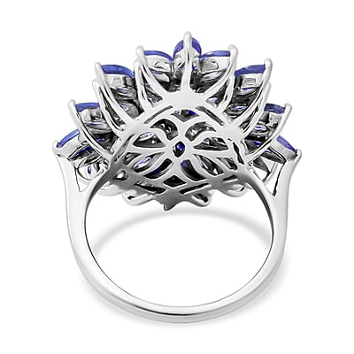 Tanzanite Floral Spray Ring in Sterling Silver (Size 10.0) 4.60 ctw