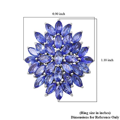 Tanzanite Floral Spray Ring in Sterling Silver (Size 10.0) 4.60 ctw