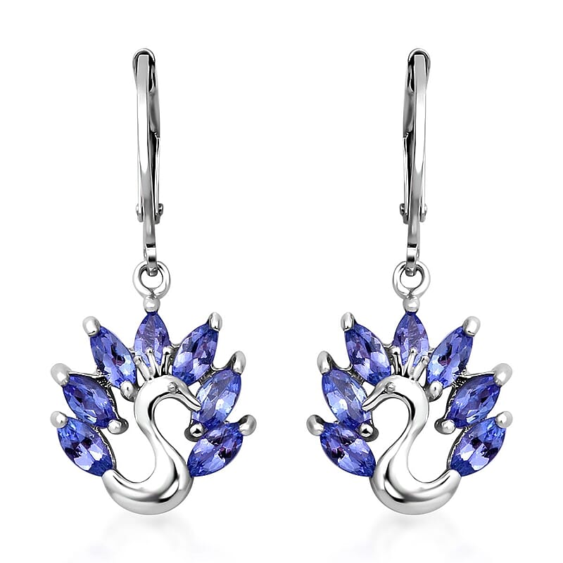 Tanzanite Peacock Earrings in Sterling Silver 2.00 ctw