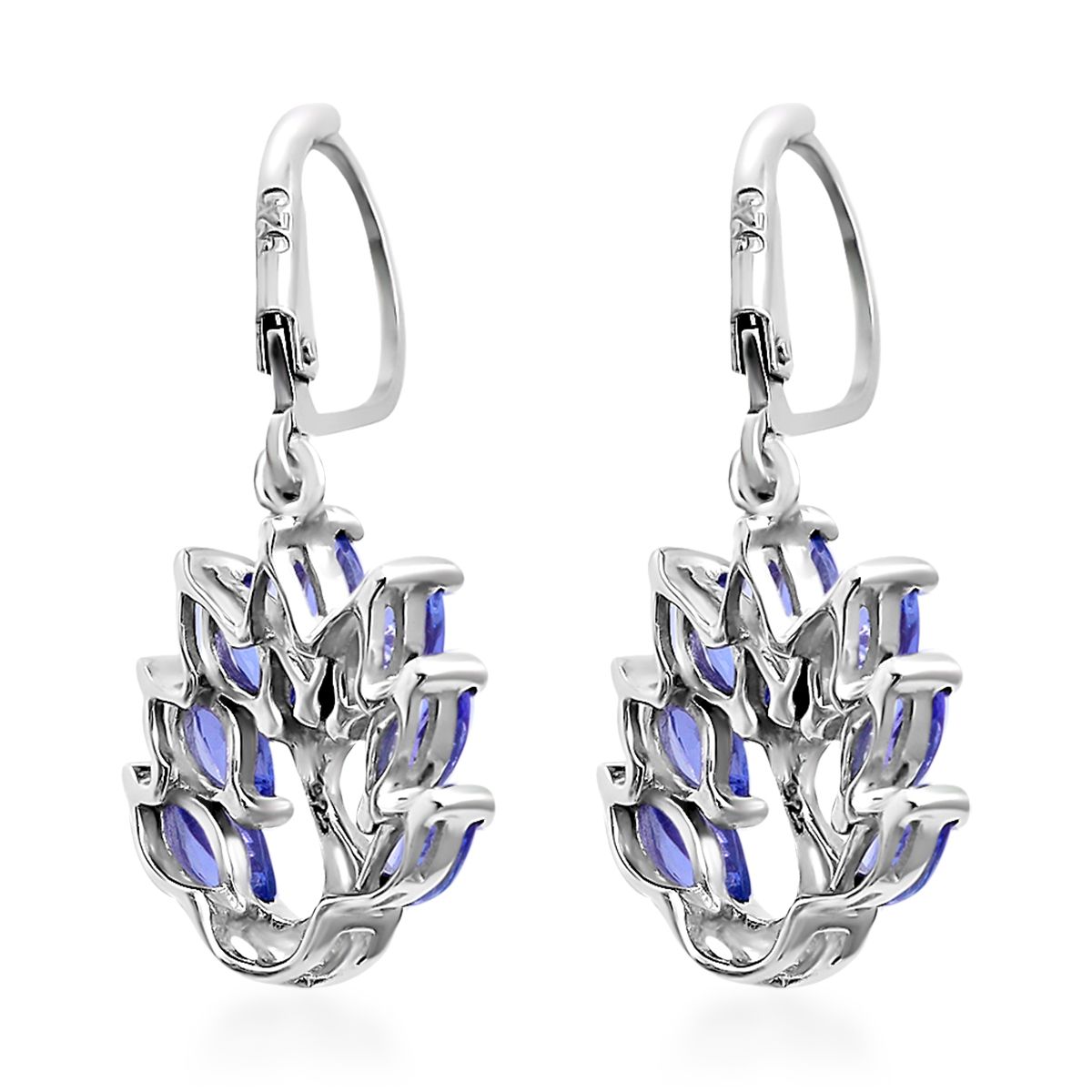 Tanzanite Peacock Earrings in Sterling Silver 2.00 ctw