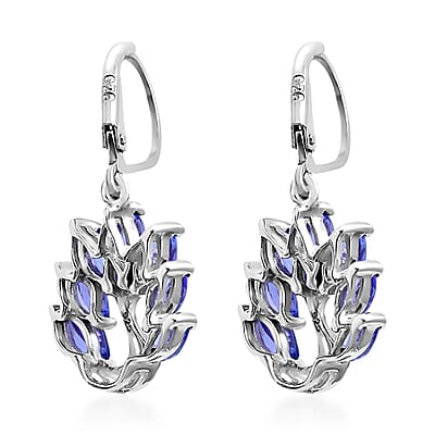Tanzanite Peacock Earrings in Sterling Silver 2.00 ctw