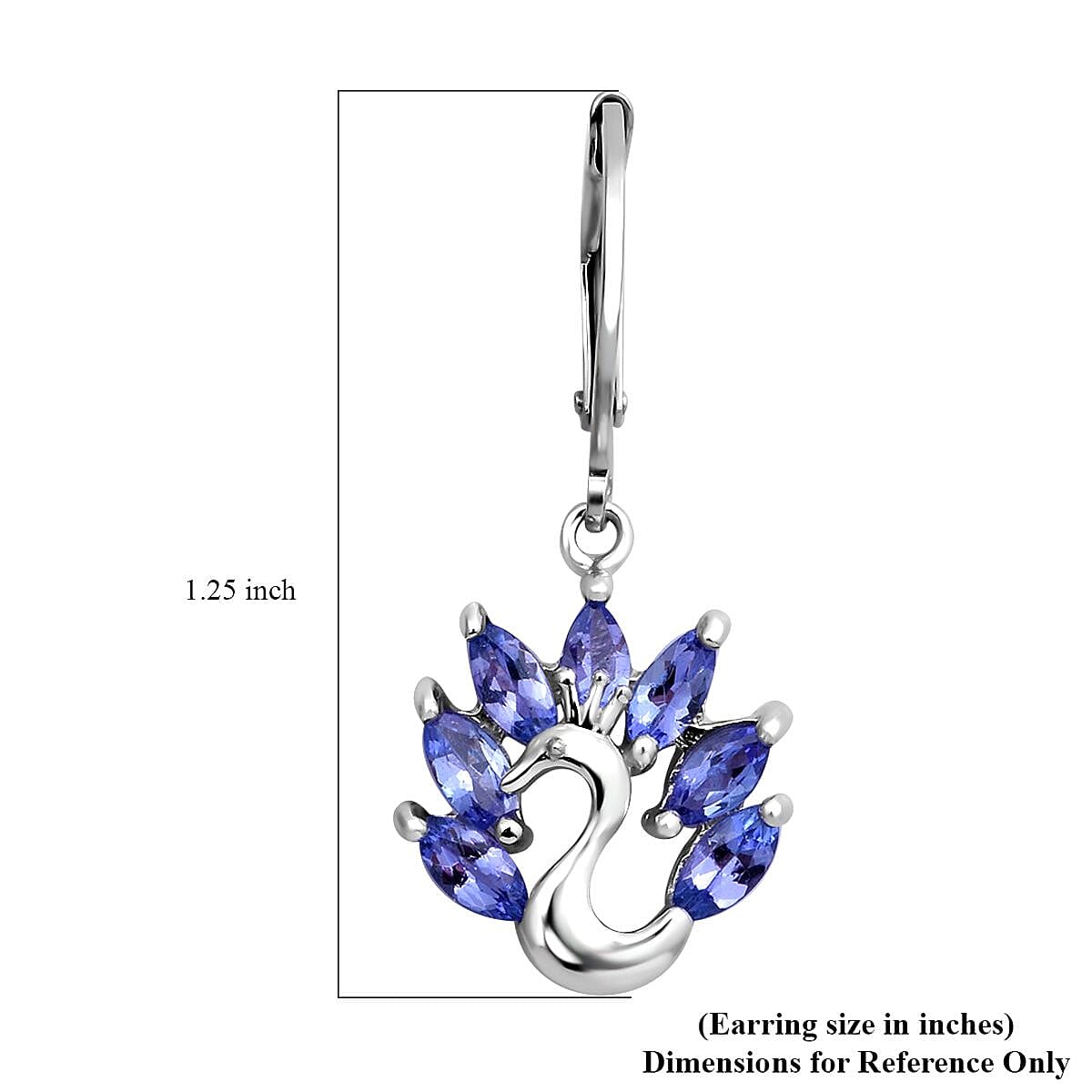 Tanzanite Peacock Earrings in Sterling Silver 2.00 ctw