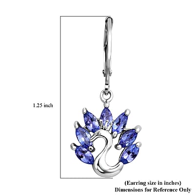 Tanzanite Peacock Earrings in Sterling Silver 2.00 ctw