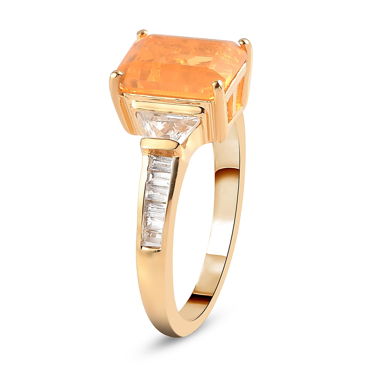 Jalisco Fire Opal and White Topaz Ring in Vermeil Yellow Gold Over Sterling Silver (Size 7.0) 2.40 ctw image number 3