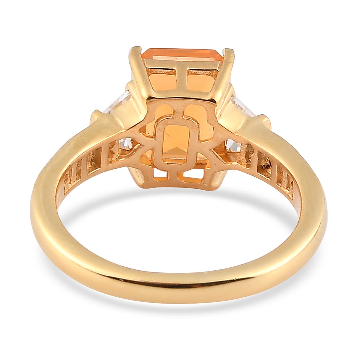 Jalisco Fire Opal and White Topaz Ring in Vermeil Yellow Gold Over Sterling Silver (Size 7.0) 2.40 ctw image number 4