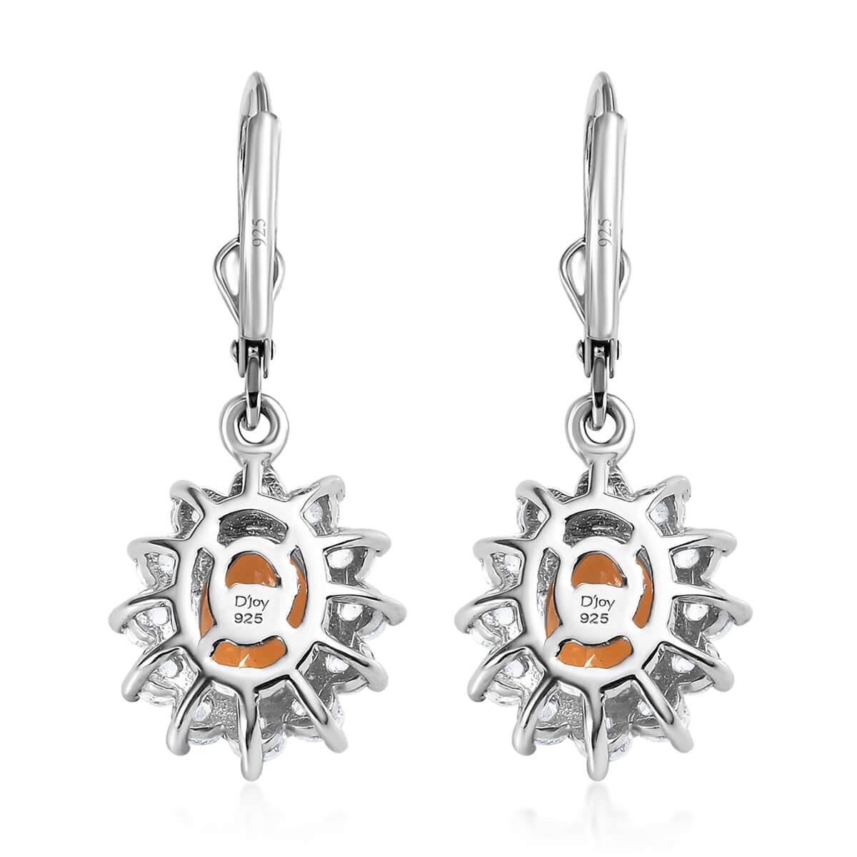 Jalisco Fire Opal and White Zircon Sunburst Lever Back Earrings in Platinum Over Sterling Silver 3.35 ctw image number 4