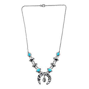 White Buffalo and Multi Gemstone Fancy 18.78 ctw Necklace in Platinum Over Sterling Silver 18 Inches