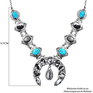 White Buffalo and Multi Gemstone Fancy 18.78 ctw Necklace in Platinum Over Sterling Silver 18 Inches