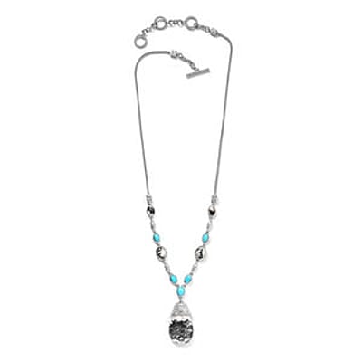 White Buffalo and Sleeping Beauty Turquoise 34.88 ctw Fancy Necklace in Platinum Over Sterling Silver 18 Inches (18.79 g)