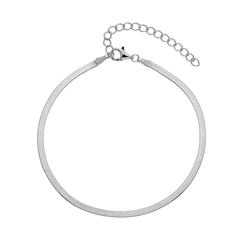 Rhodium Over Sterling Silver Flash Blade Bracelet with 10mm Lobster Lock (7.50-9.50In) 2.20 Grams