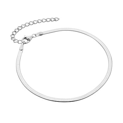 Rhodium Over Sterling Silver Flash Blade Bracelet with 10mm Lobster Lock (7.50-9.50In) 2.20 Grams
