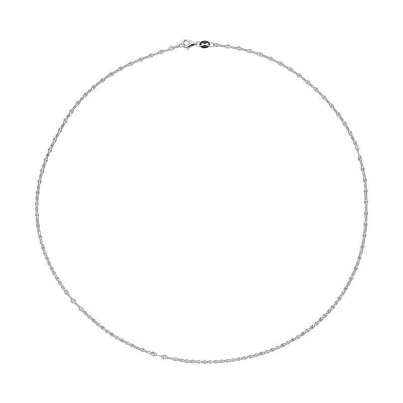 Rhodium Over Sterling Silver Diamond-cut Floral Chain with 8mm Lobster Lock 20 Inches 2.10 Grams