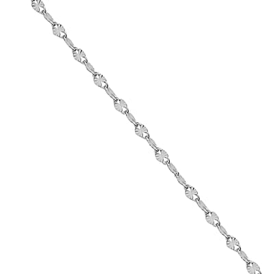 Rhodium Over Sterling Silver Diamond-cut Floral Chain with 8mm Lobster Lock 20 Inches 2.10 Grams