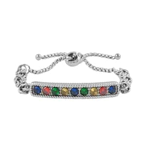 Multi Color Simulated Diamond Bolo Bracelet in Stainless Steel 9.00 ctw , Tarnish-Free, Waterproof, Sweat Proof Jewelry